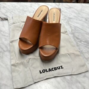 Lola Cruz Cognac Platform Slip On Sandal size 36